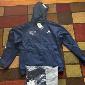 New - Adidas Z.N.E. Navy Jacket/Pant Combo - Size Large - Kansas City Basketball